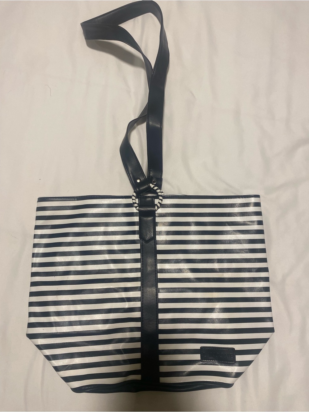 Lancome Black and White Striped Tote Bag